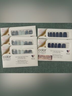 Color Street Nail Polish Strips 5pc Blue Bundle Blue Jean Baby Greeking Out NEW
